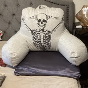Skeleton Graphic Backrest Pillow - Heather Gray